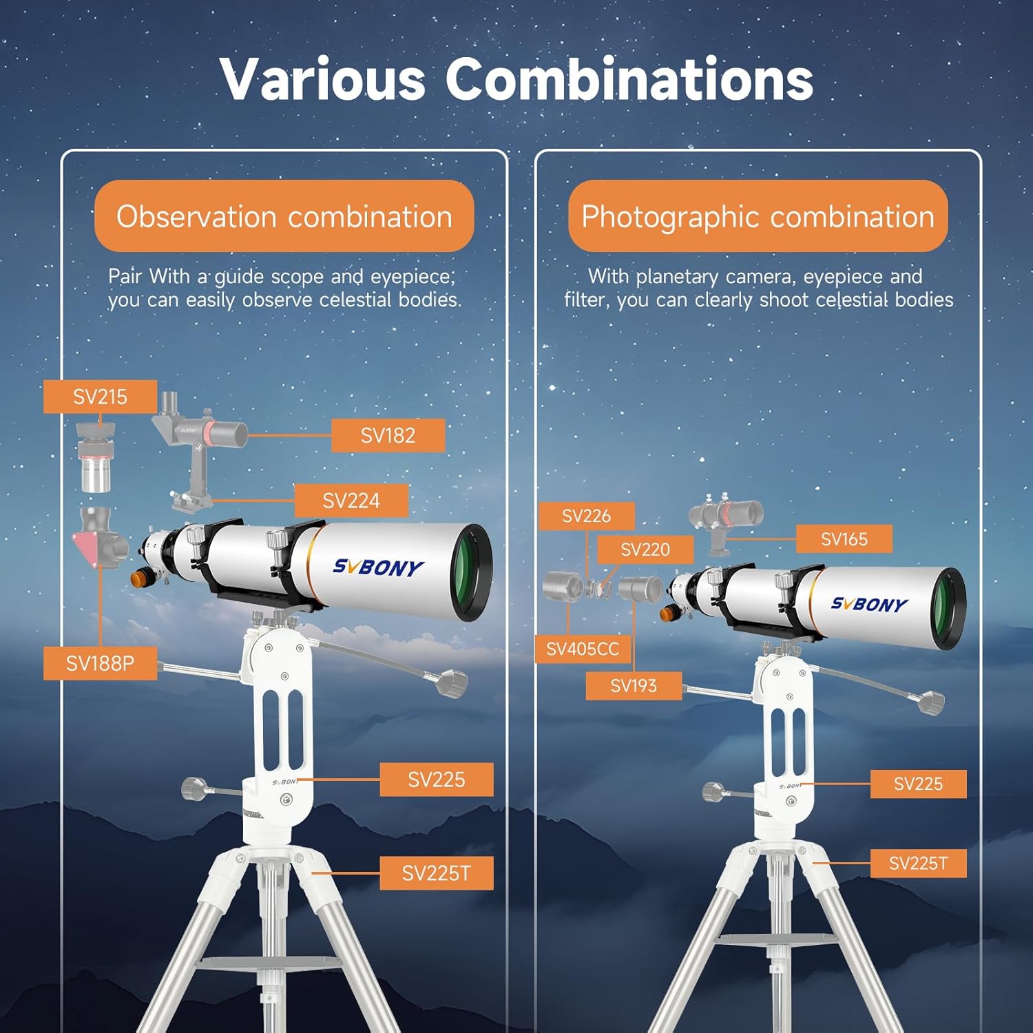 SVBONY SV503 Refractor Telescope, 102mm F7 Extra Low Dispersion Achromatic Refractor OTA, Dual-Speed Focuser, 90mm Back Focus, Telescope for Adults High Powered, for Deep Sky Planets Astrophotography