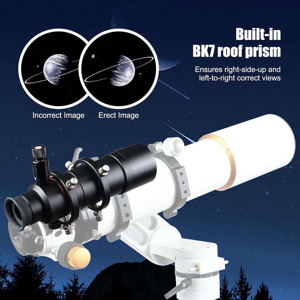 SVBONY SV208 Finder Scope, Straight-Through Corrected Image FMC Lens with Illuminated, 8x50 Finderscope for Astronomical Telescope