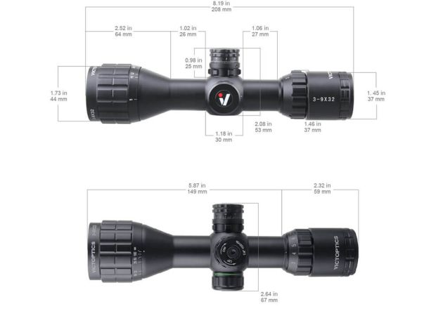 Rifle Scope VictOptics C3 3-9x32 SFP Mil-Dot